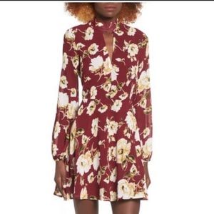 Sale Red floral choker fit and flare dress